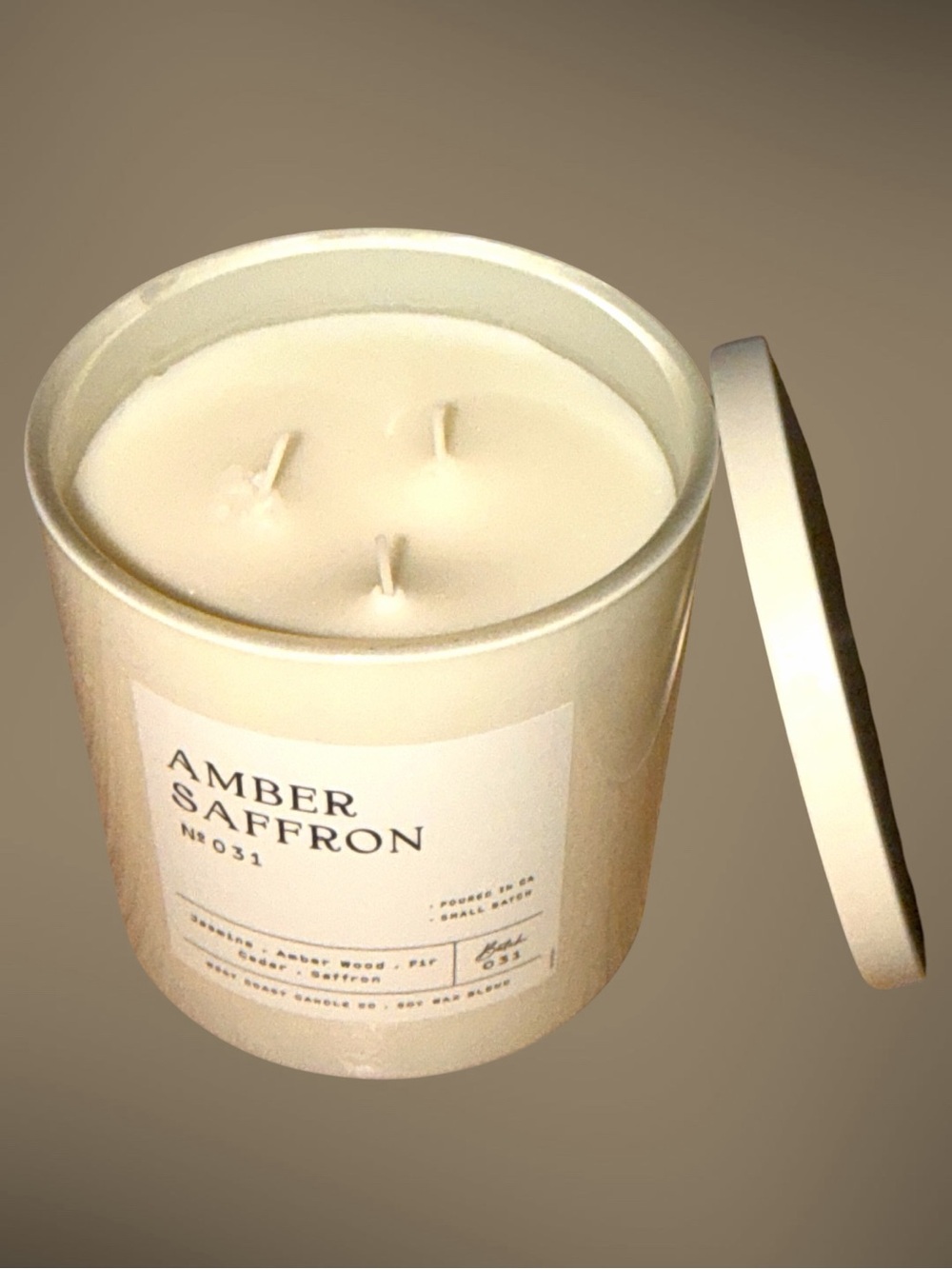 LEOBEN CO Viral XL 3 wick 28 oz. “AMBER SAFFRON”  Vegan Soy Wax Blend Candle